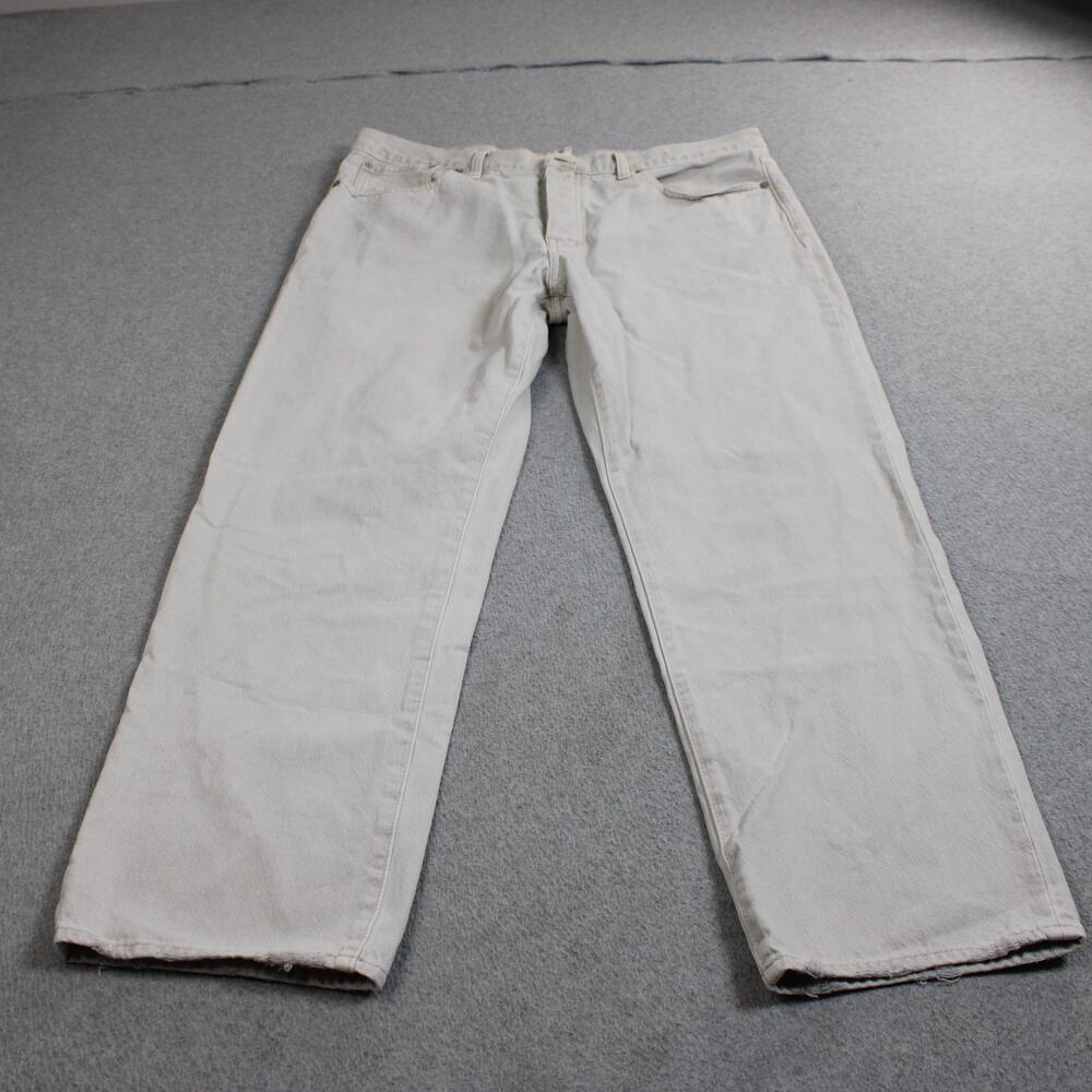 Madewell Jeans Women 31 White Low-Slung Straight Low Rise Cotton Denim Baggy